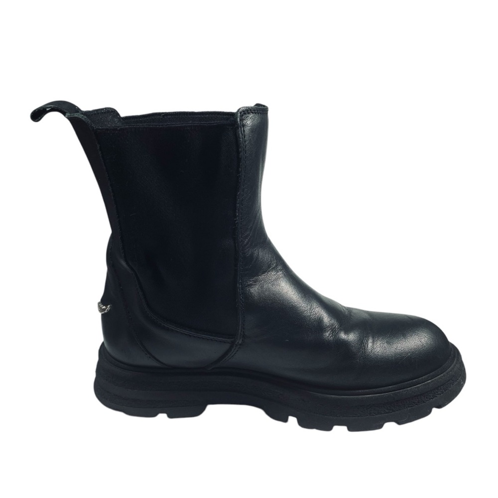Zadig & Voltaire Girls Chelsea Black Leather Ankle Boots with Elastic Pa…